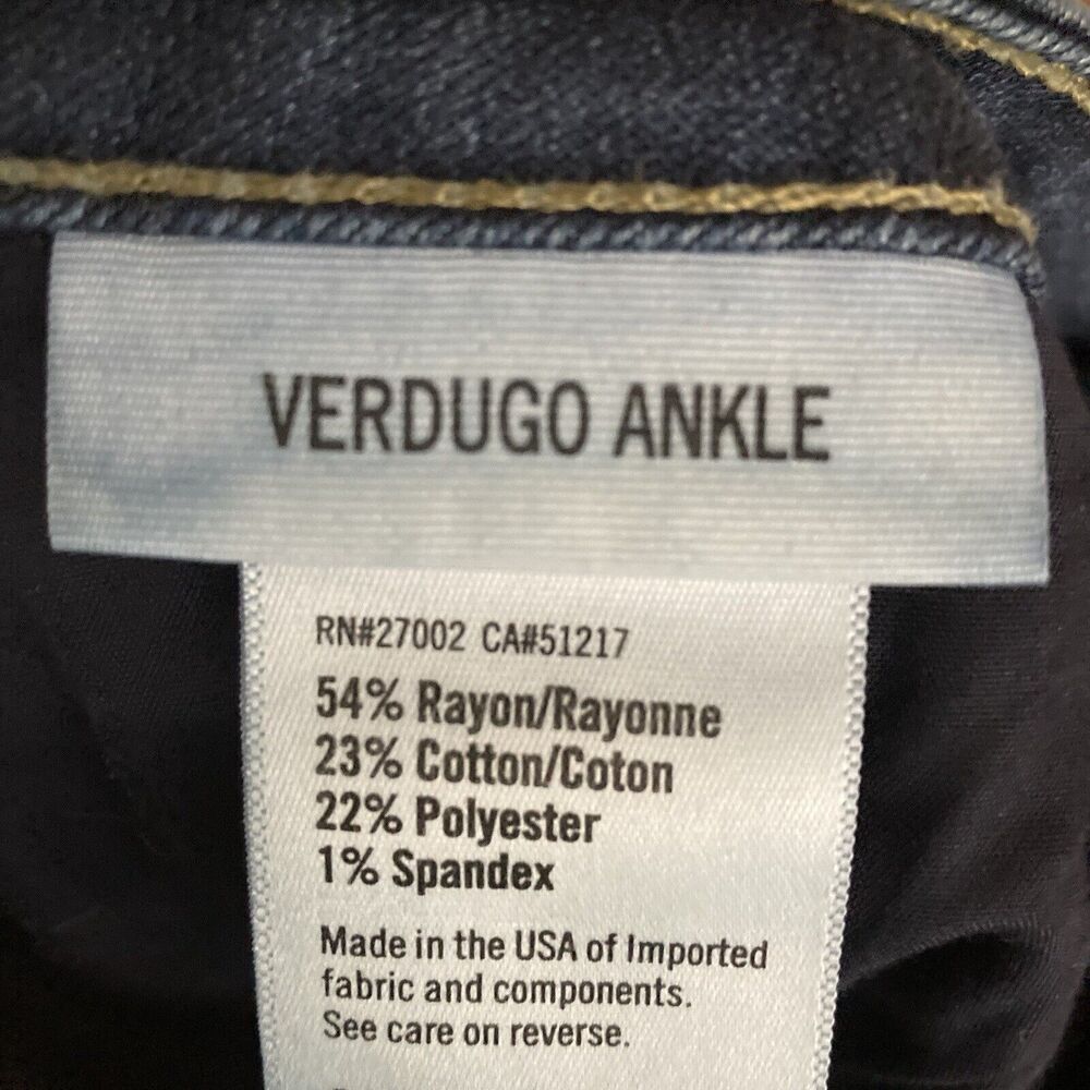 Paige Verdugo Ankle Jeans Womens 28 (29x28”) Blue Low Rise Dark Wash Denim READ - Picture 7 of 13